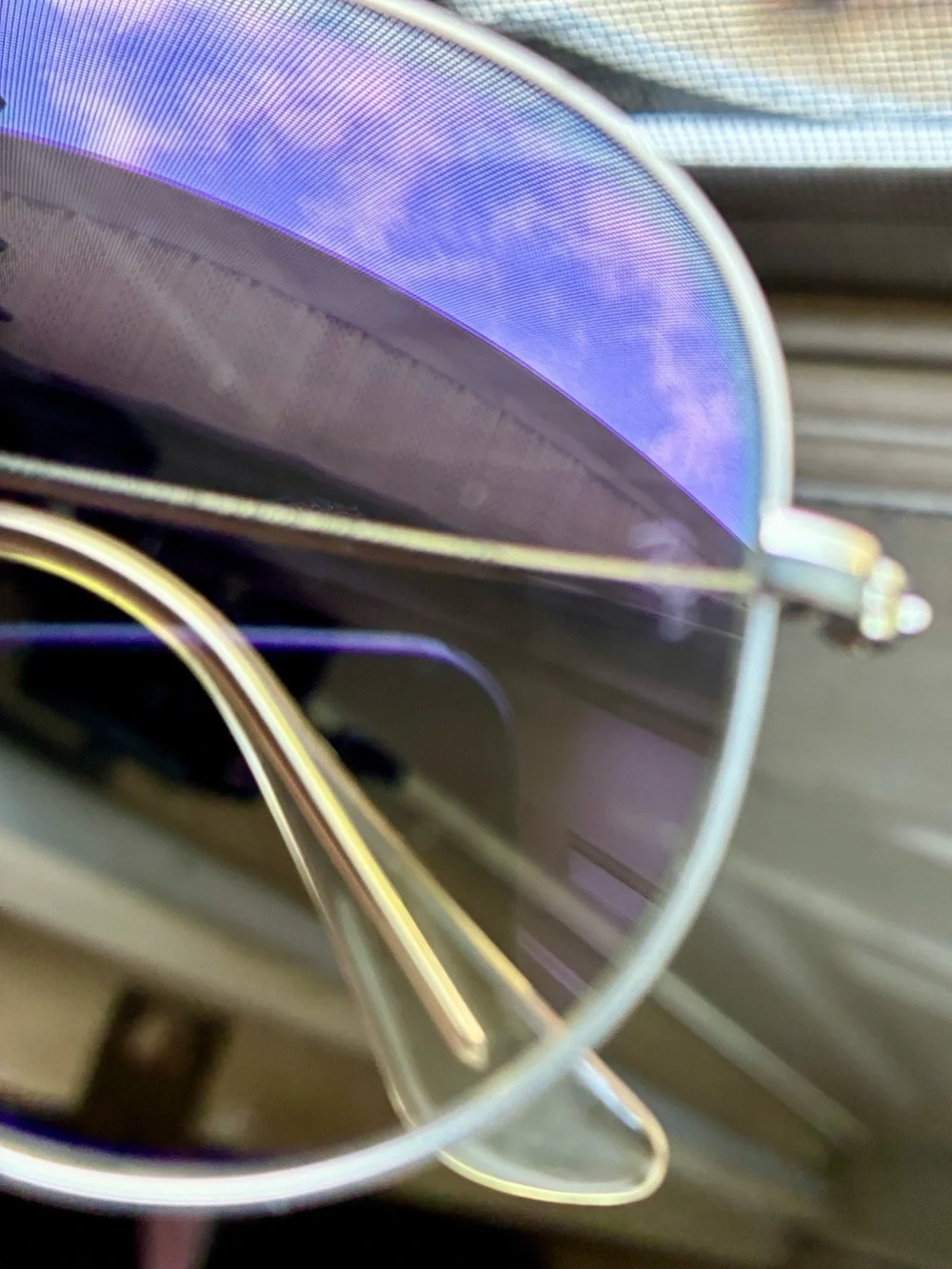 Ray-Ban Silver Frame Sunglasses with Purple-Brown Gradient Lenses